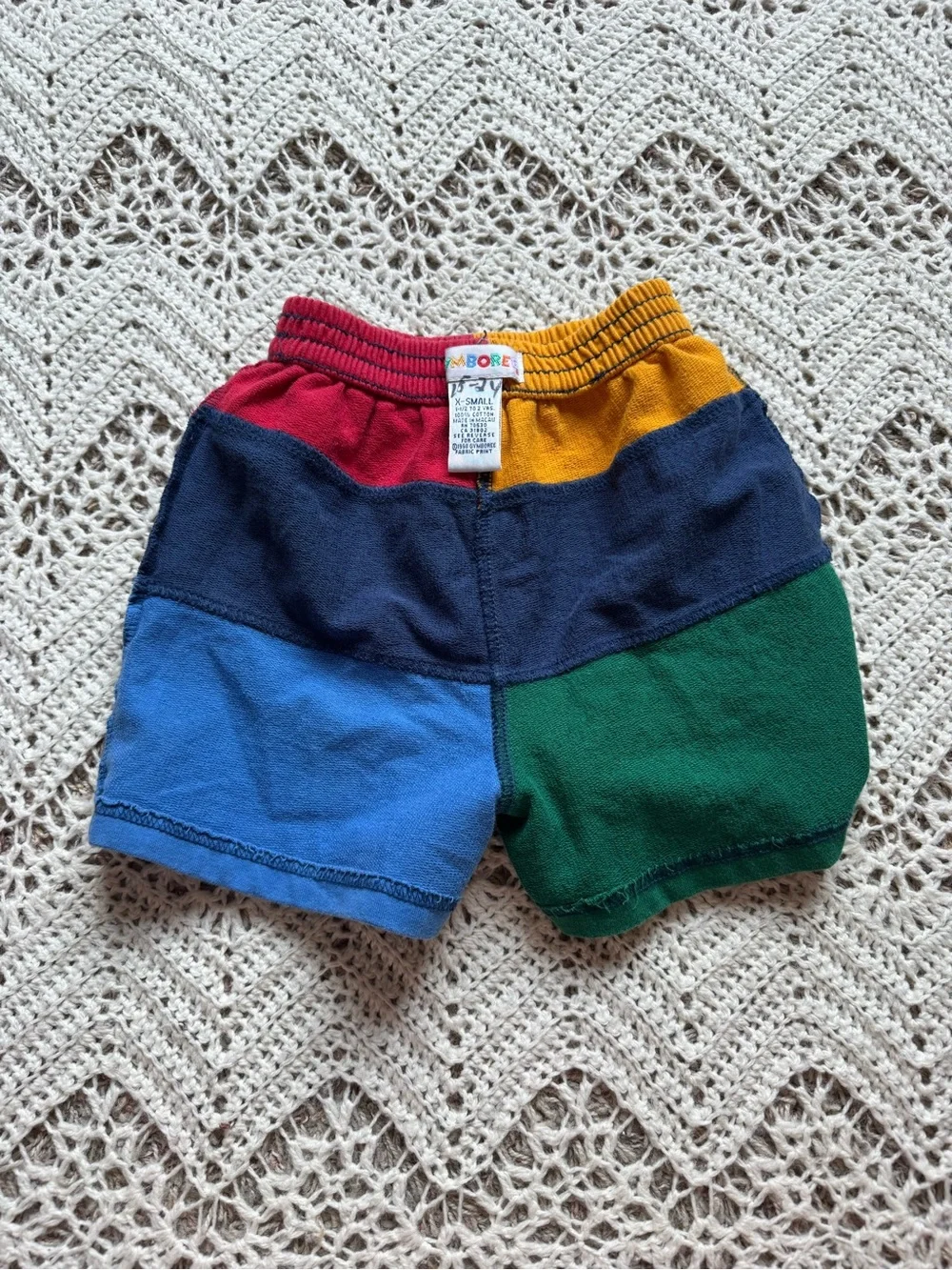 90’s Gymboree Rainbow Tag Vintage Color Block Shorts 18-24 mos Primary Colors